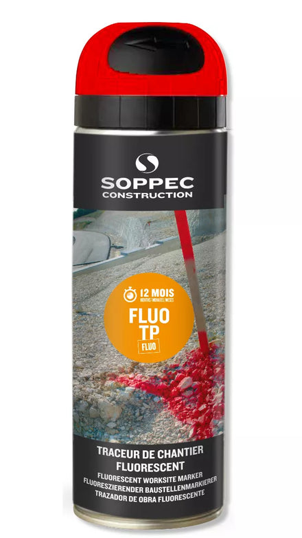 TRACEUR DE CHANTIER SOPPEC ROUGE FLUO EN PHASE AQUEUSE HYDRO TP 6 MOIS